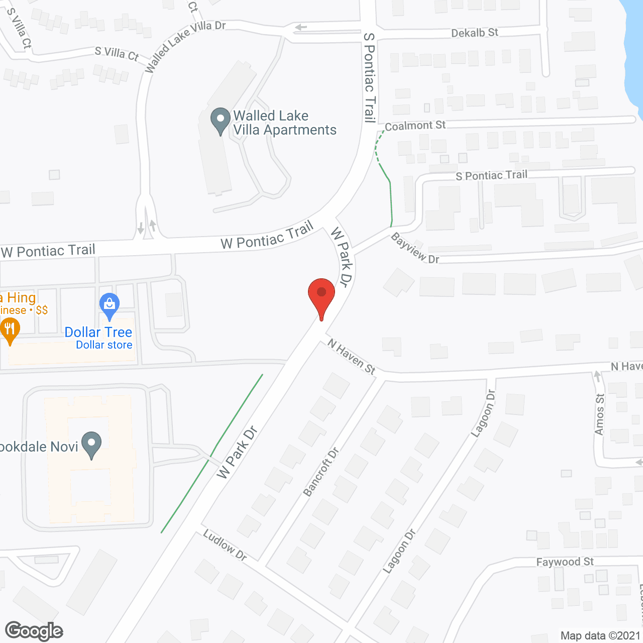 Map of the neighborhood around Brookdale Novi