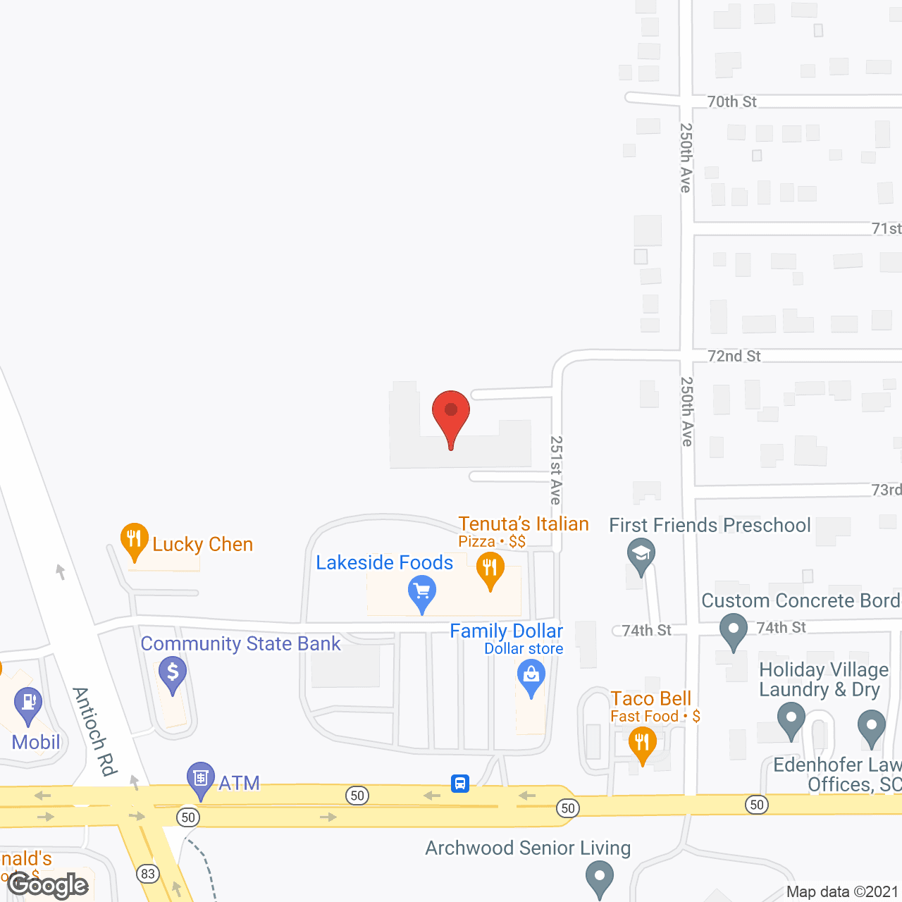 Map of the neighborhood around Village Plaza Senior Apartments