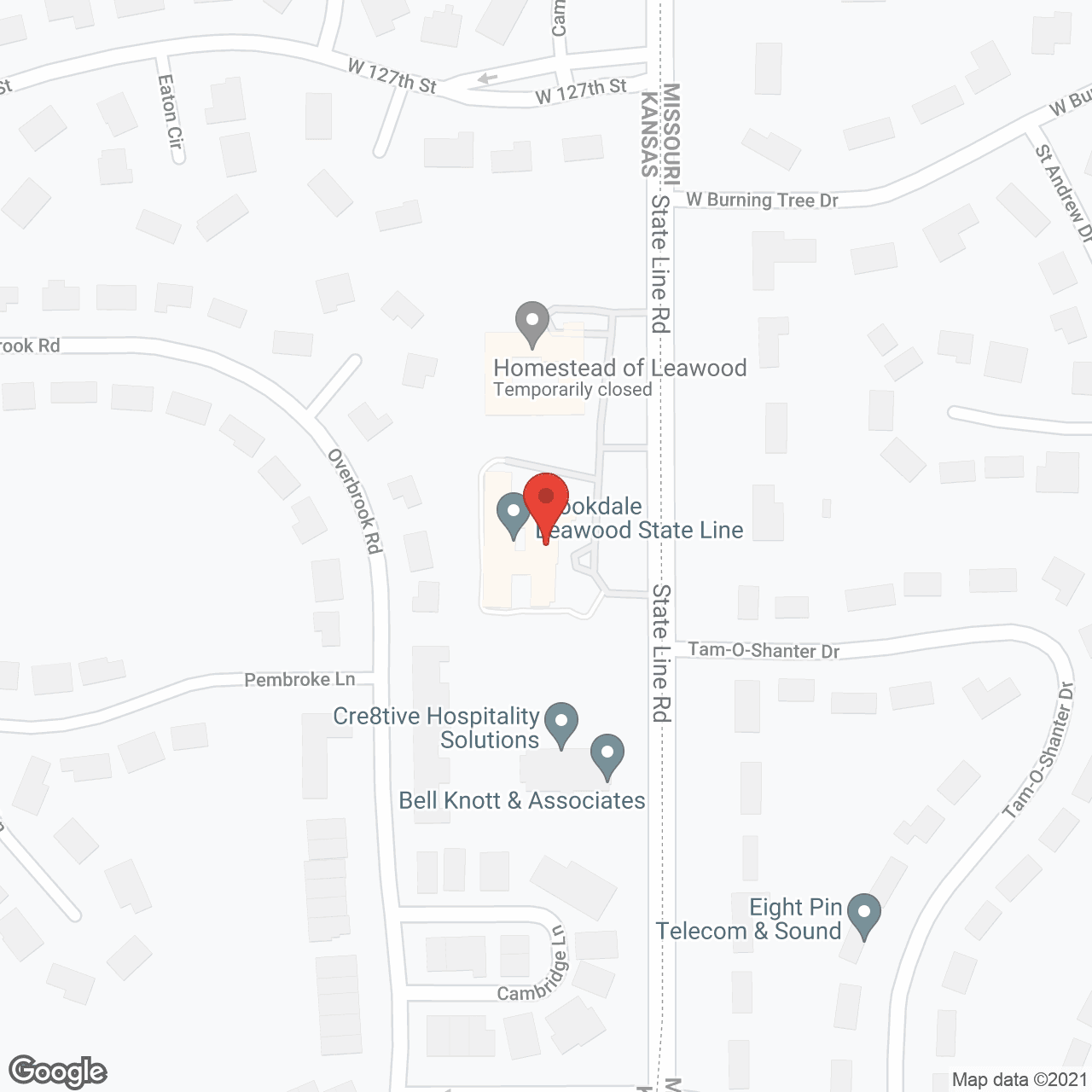 Map of the neighborhood around Brookdale Leawood State Line