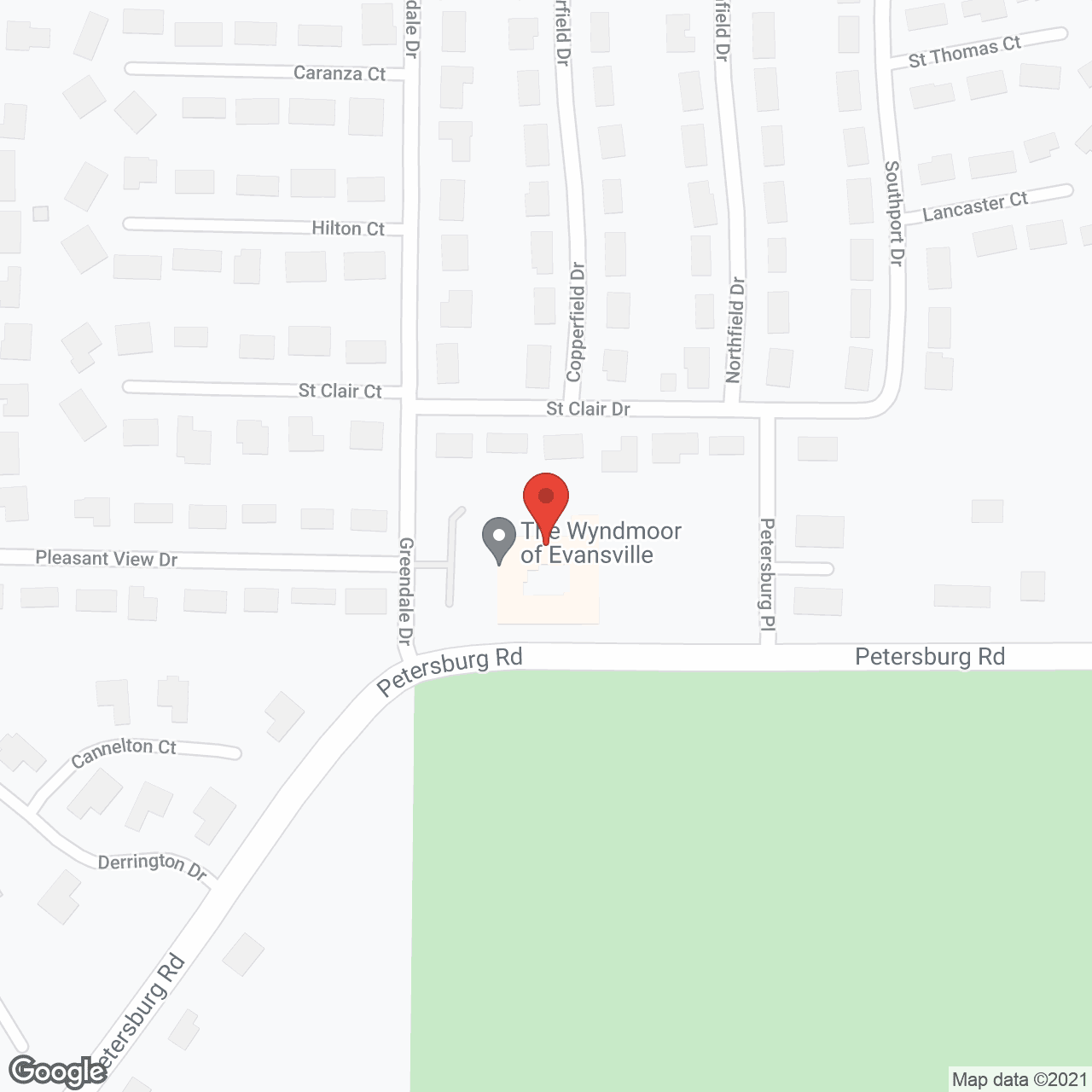 Map of the neighborhood around Wyndmoor of Evansville