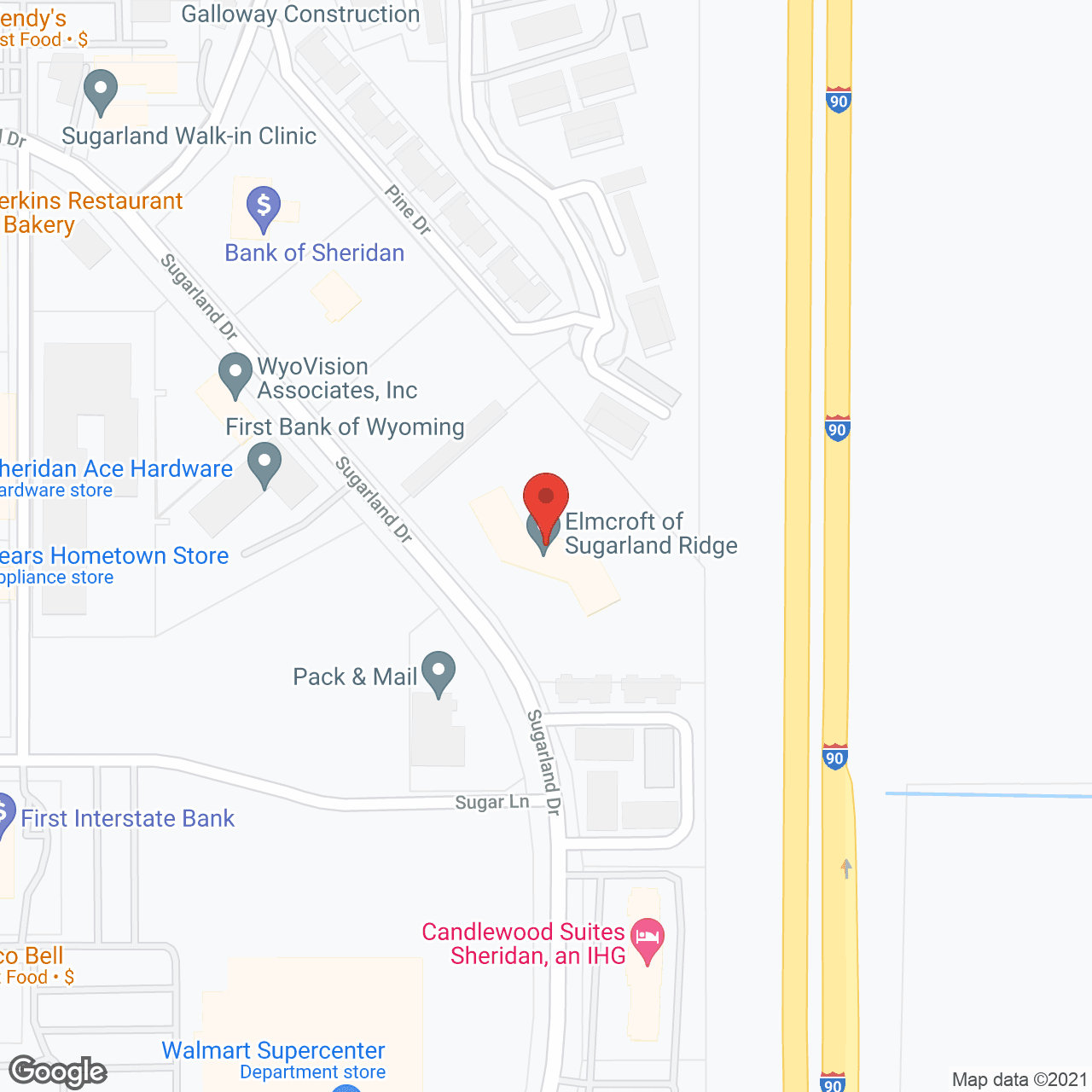 Map of the neighborhood around Cascades of Sugarland Ridge