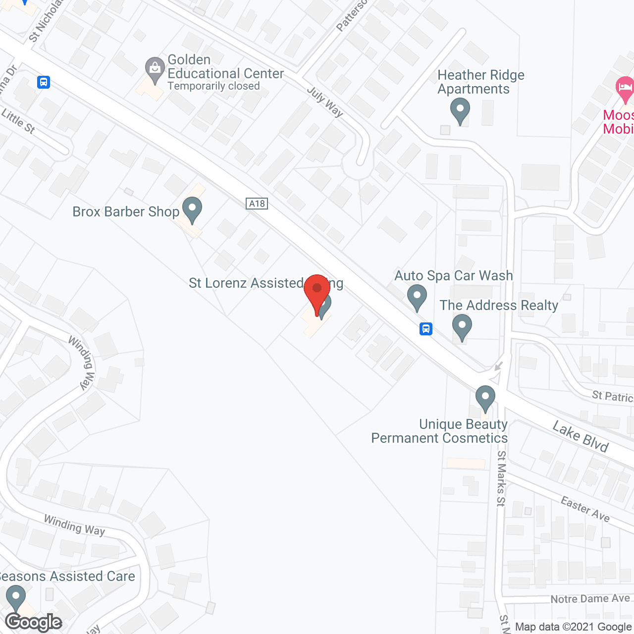 Map of the neighborhood around Saint Lorenz Assisted Living