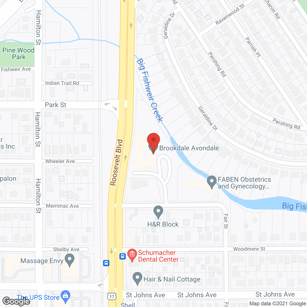 Map of the neighborhood around Brookdale Avondale