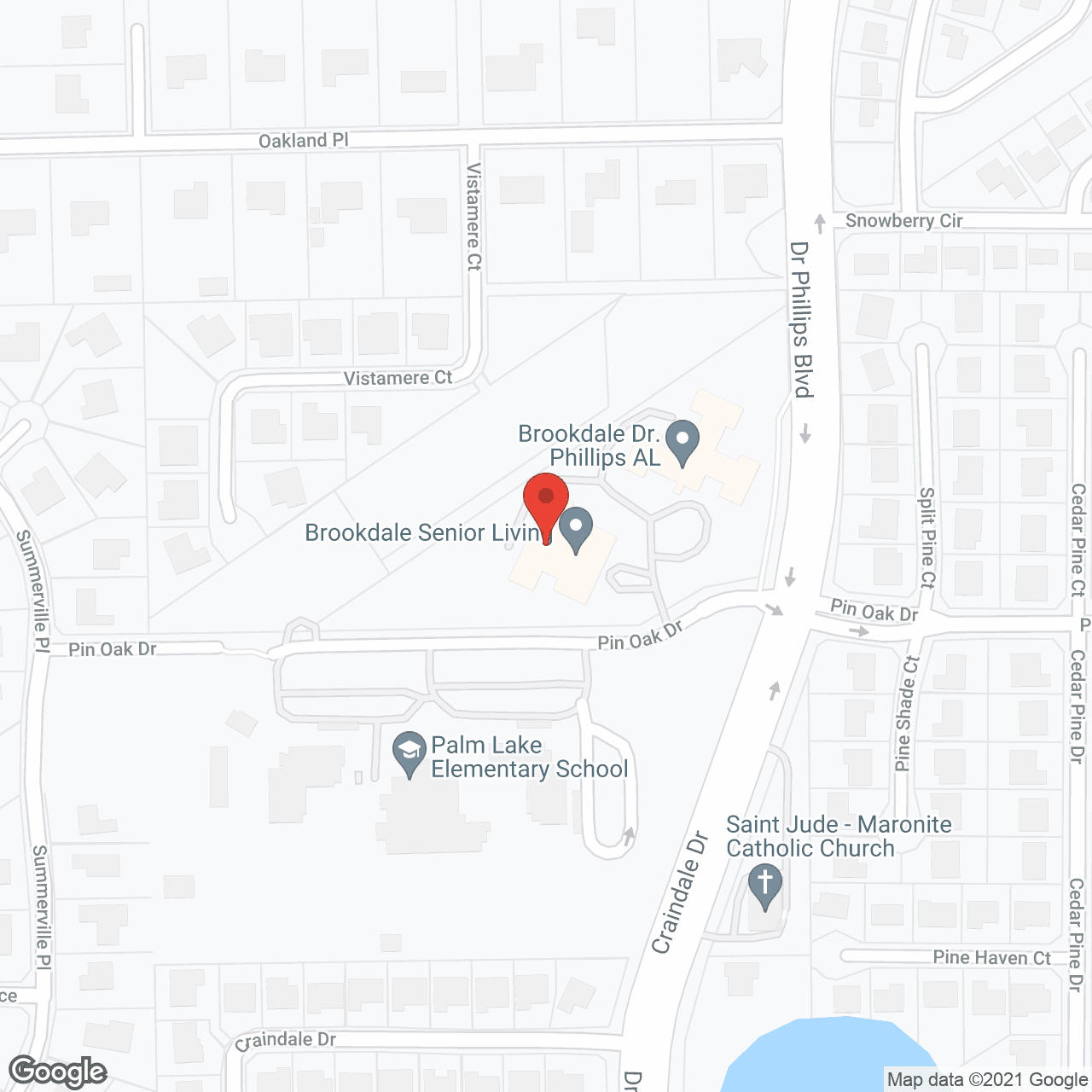 Map of the neighborhood around Brookdale Dr. Phillips