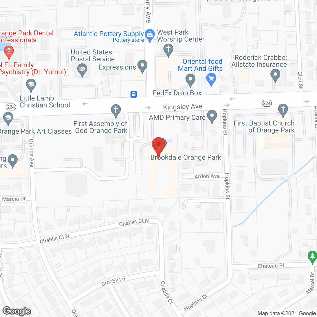 Map of the neighborhood around Brookdale Orange Park