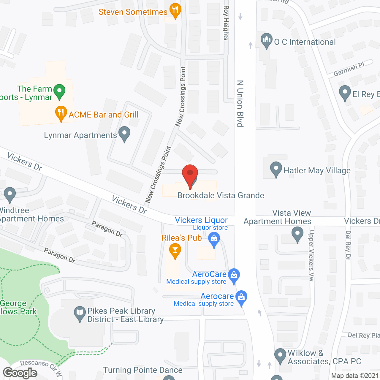 Map of the neighborhood around Brookdale Vista Grande