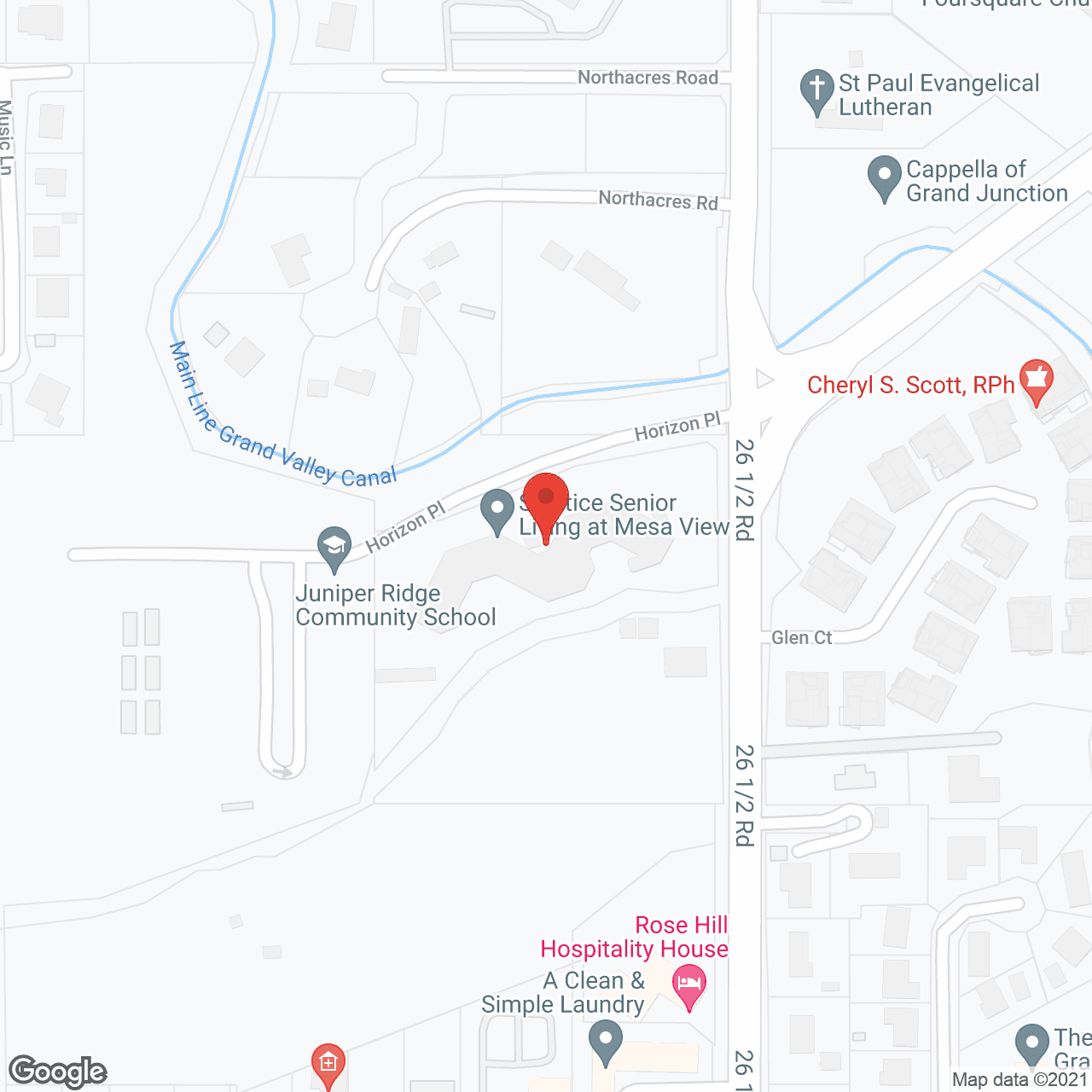Map of the neighborhood around Solstice Senior Living at Mesa View