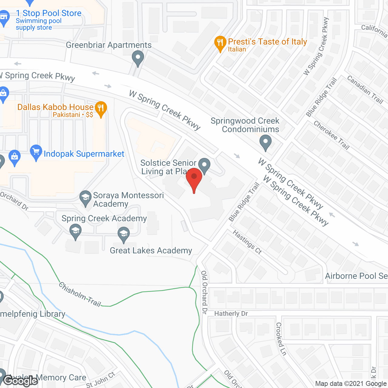 Map of the neighborhood around Solstice Senior Living at Plano
