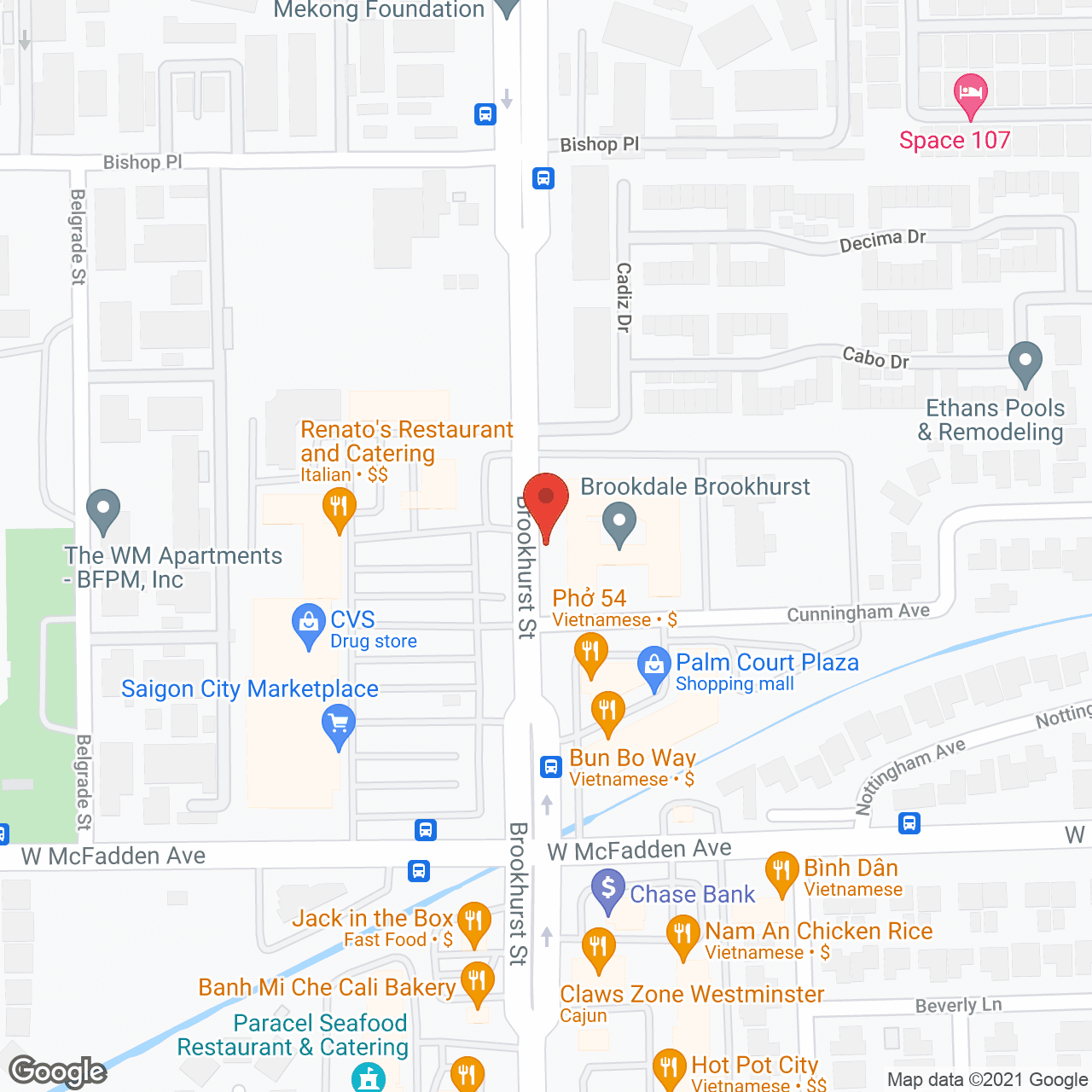 Map of the neighborhood around Brookdale Brookhurst
