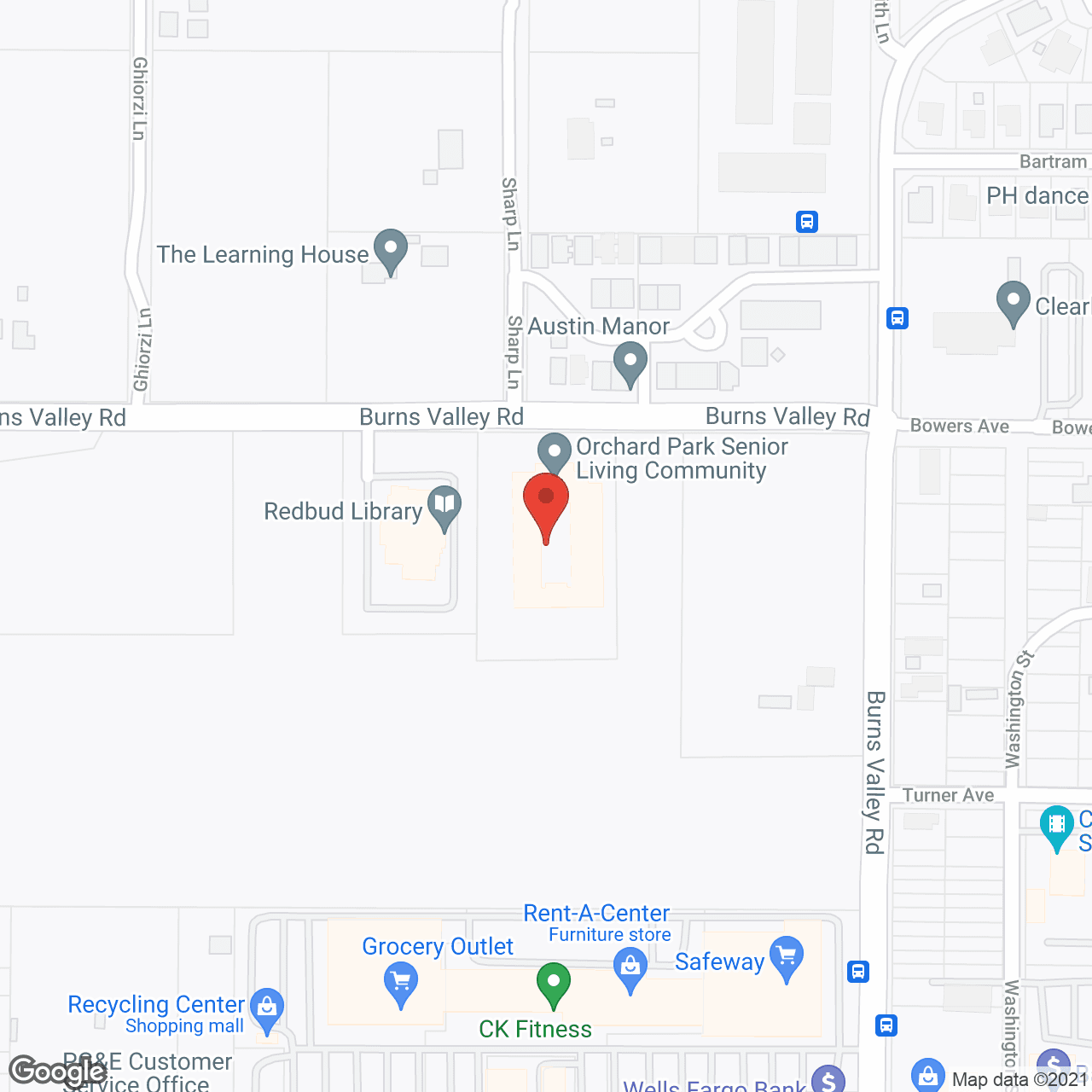 Map of the neighborhood around Orchard Park Senior Living
