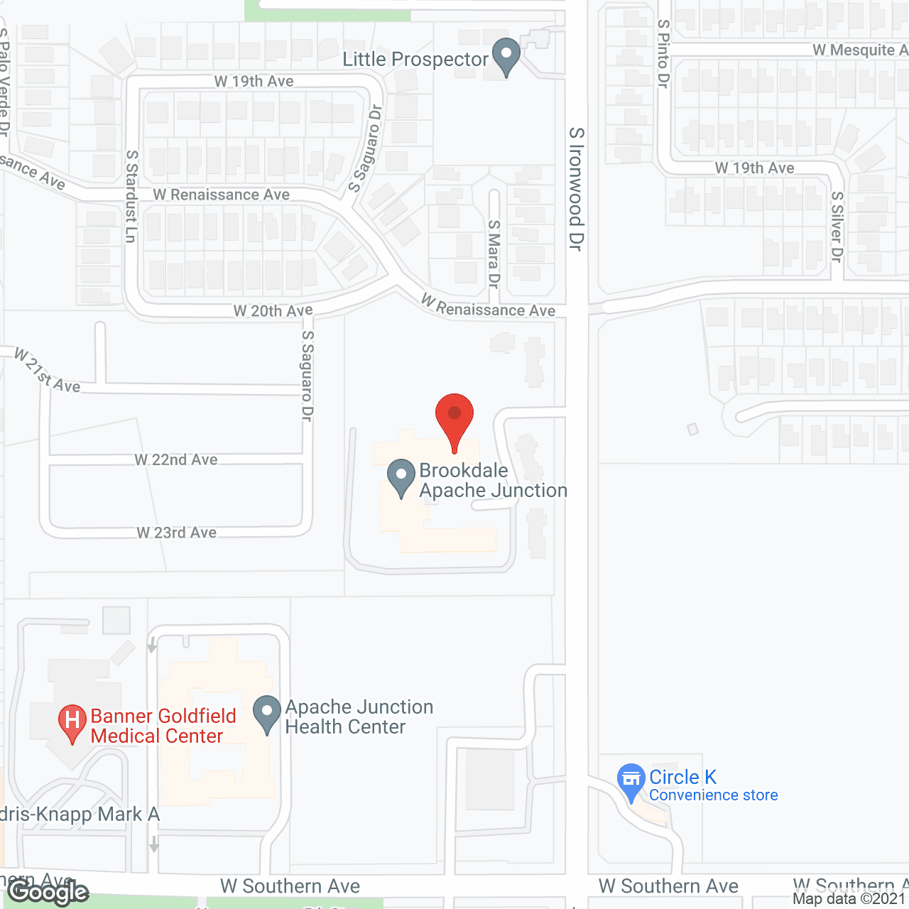 Map of the neighborhood around Brookdale Apache Junction