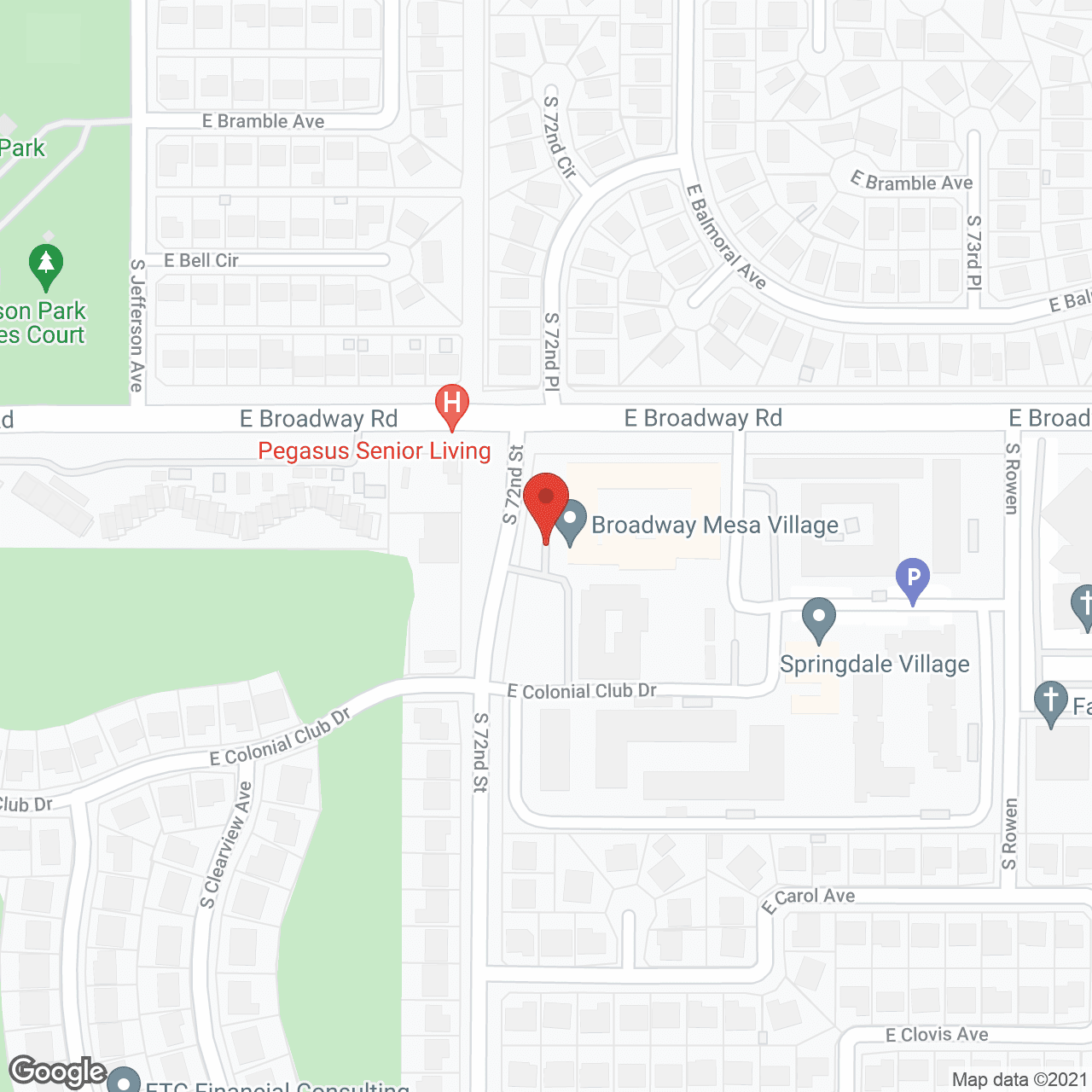 Map of the neighborhood around Broadway Mesa Village
