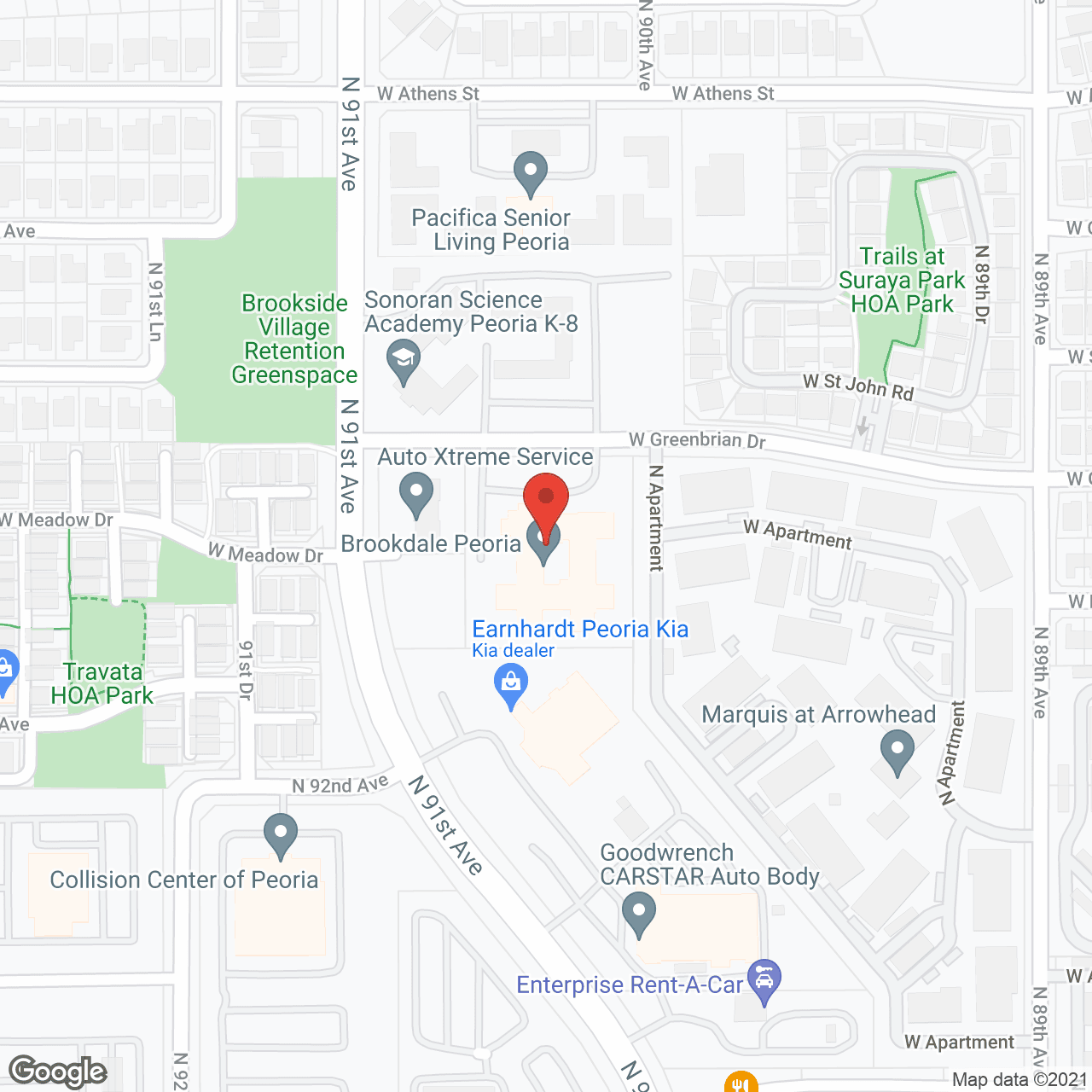 Map of the neighborhood around Brookdale Peoria