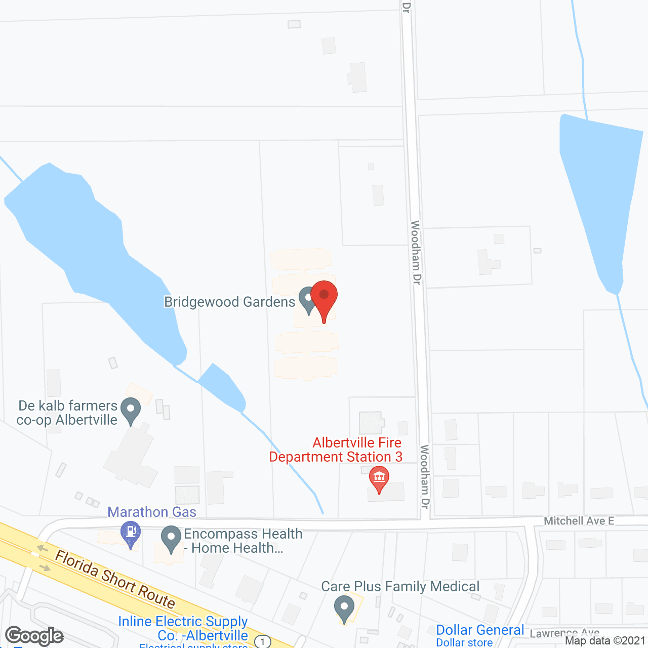Map of the neighborhood around Bridgewood Gardens