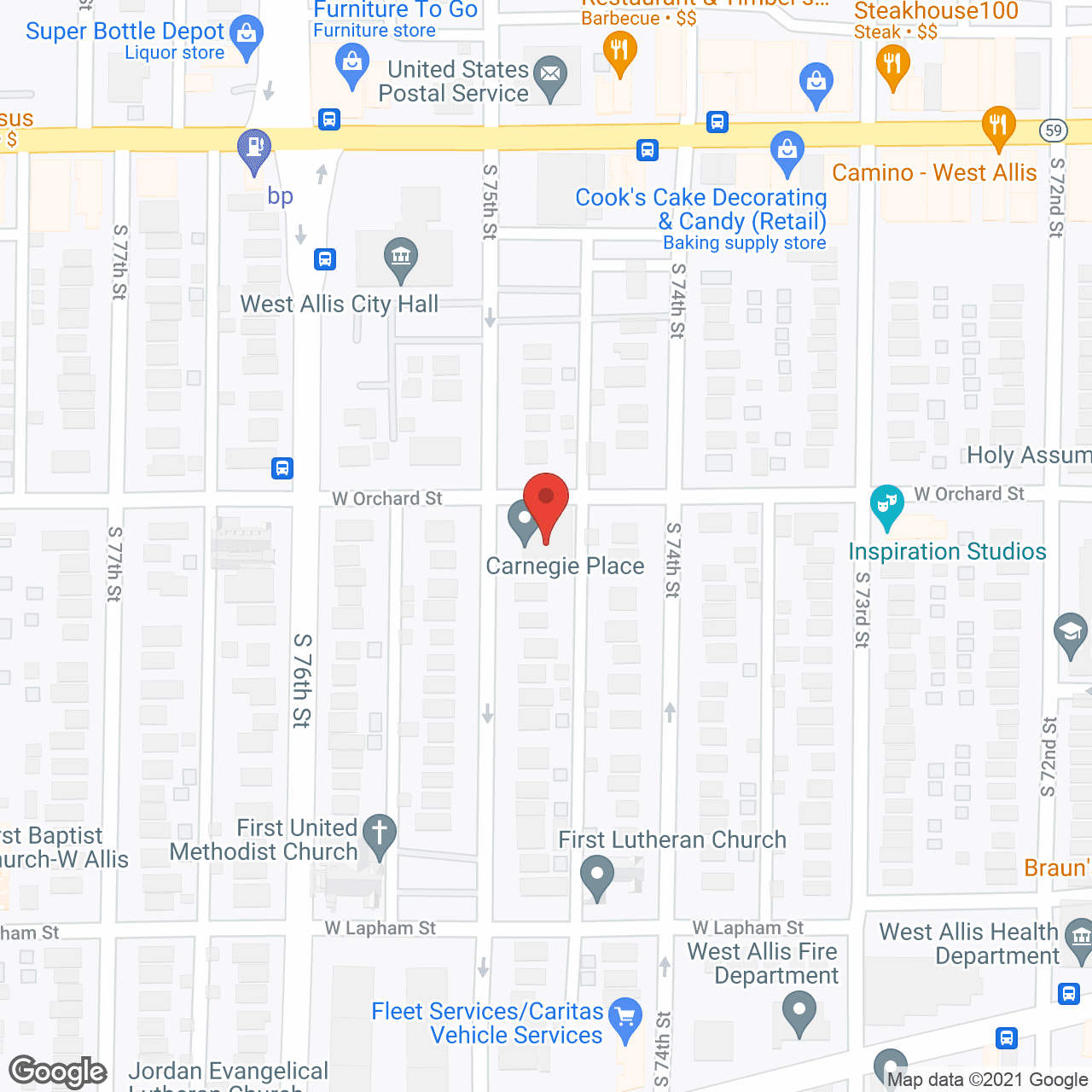 Map of the neighborhood around Carnegie Place