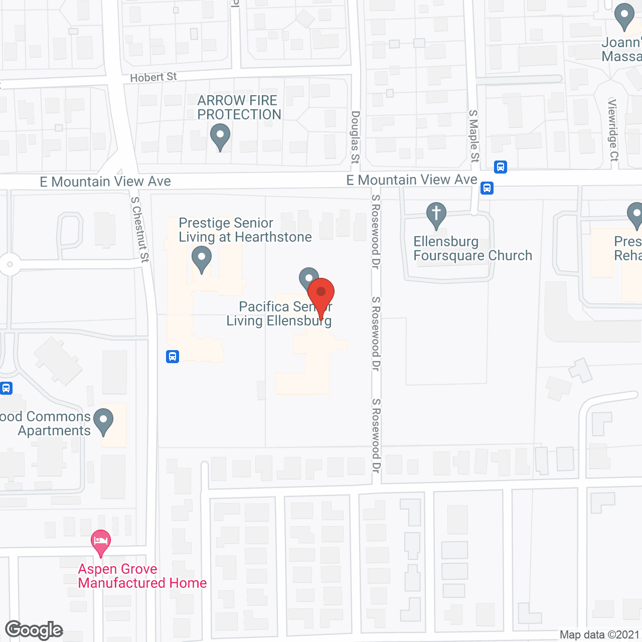 Map of the neighborhood around Pacifica Senior Living Ellensburg