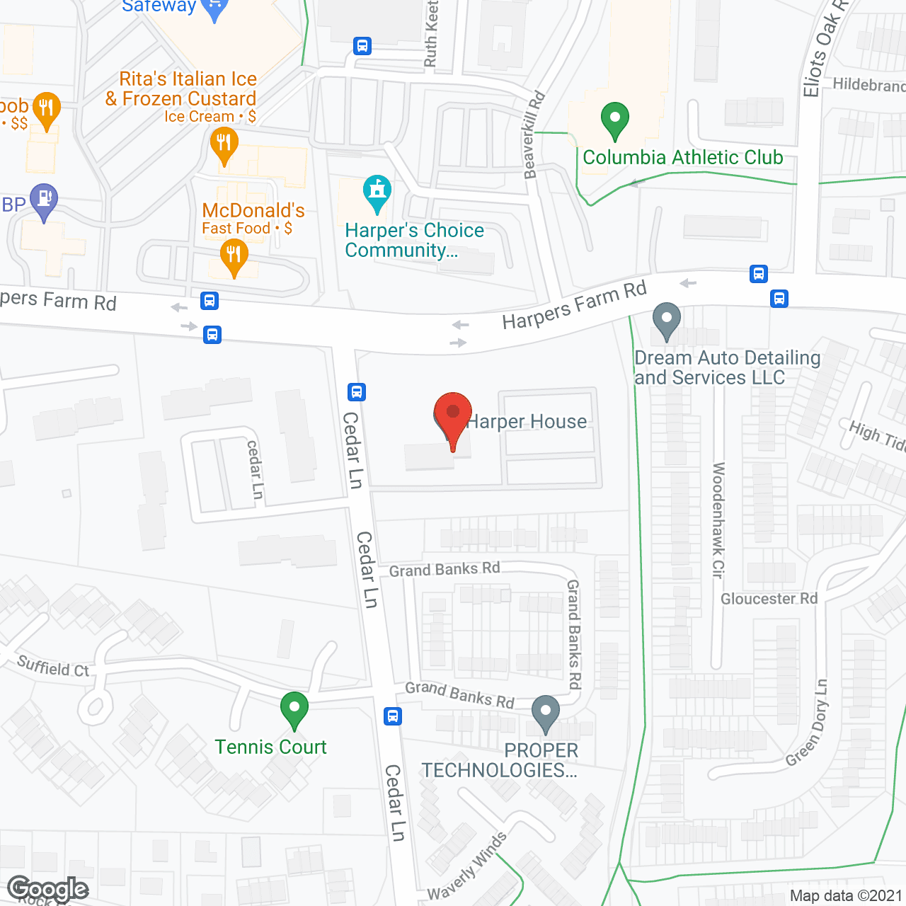Map of the neighborhood around Harper House