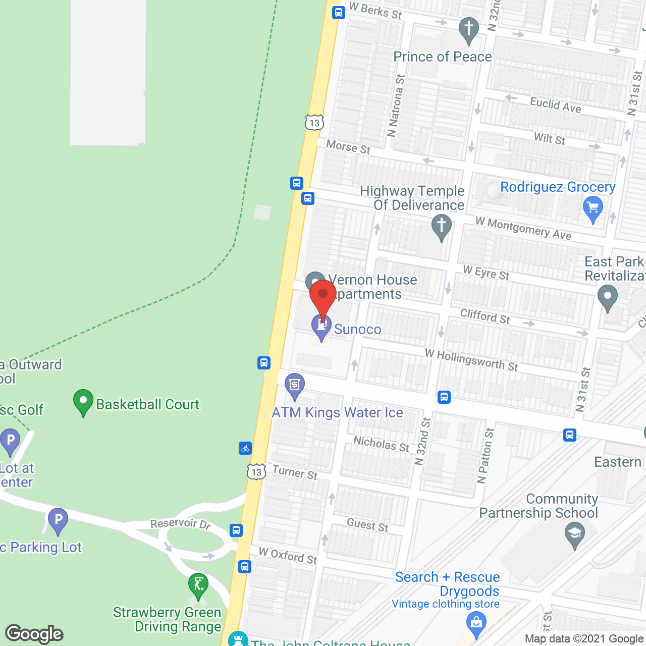 Map of the neighborhood around Vernon House