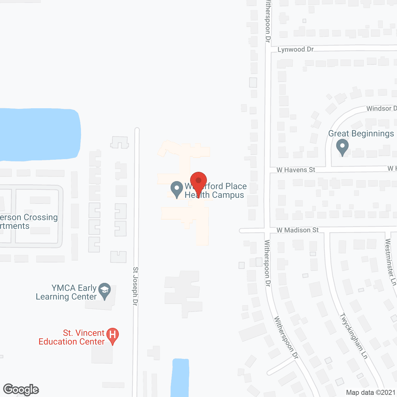 Map of the neighborhood around Waterford Place Health Campus