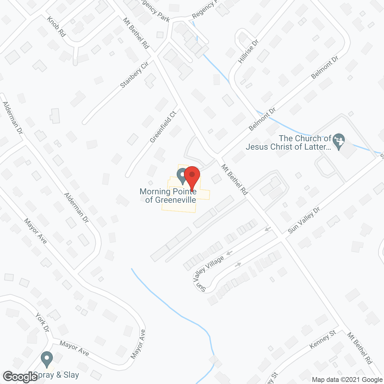 Map of the neighborhood around Morning Pointe of Greeneville