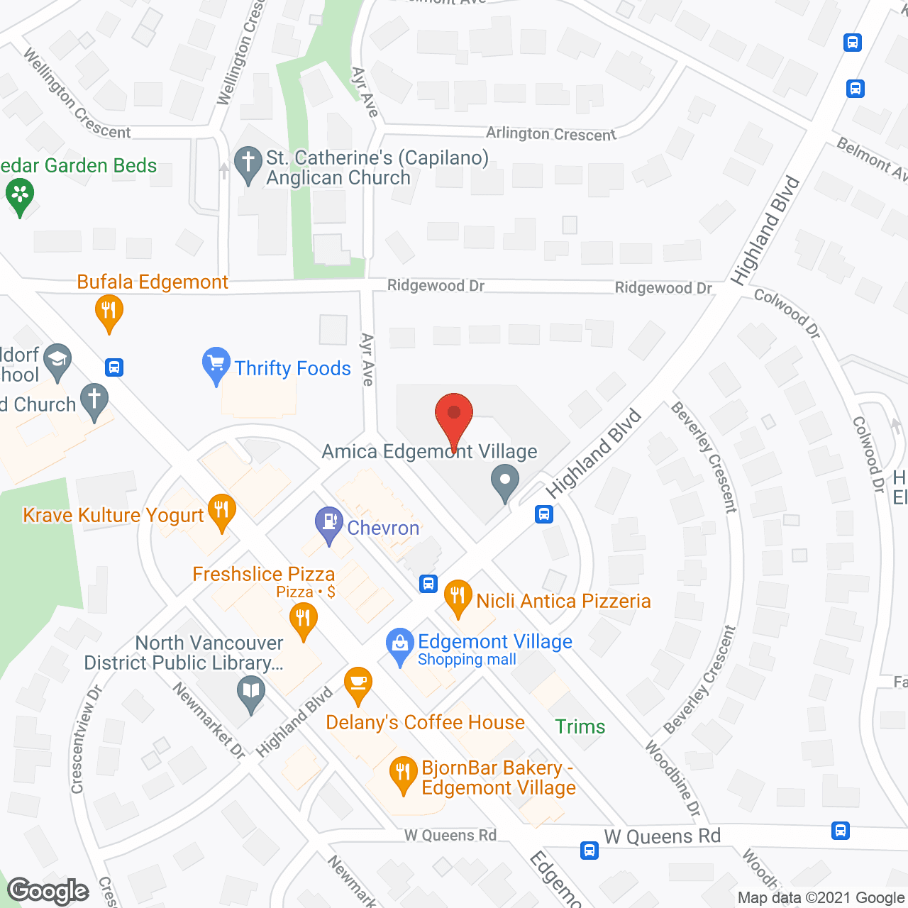 Map of the neighborhood around Amica Edgemont Village