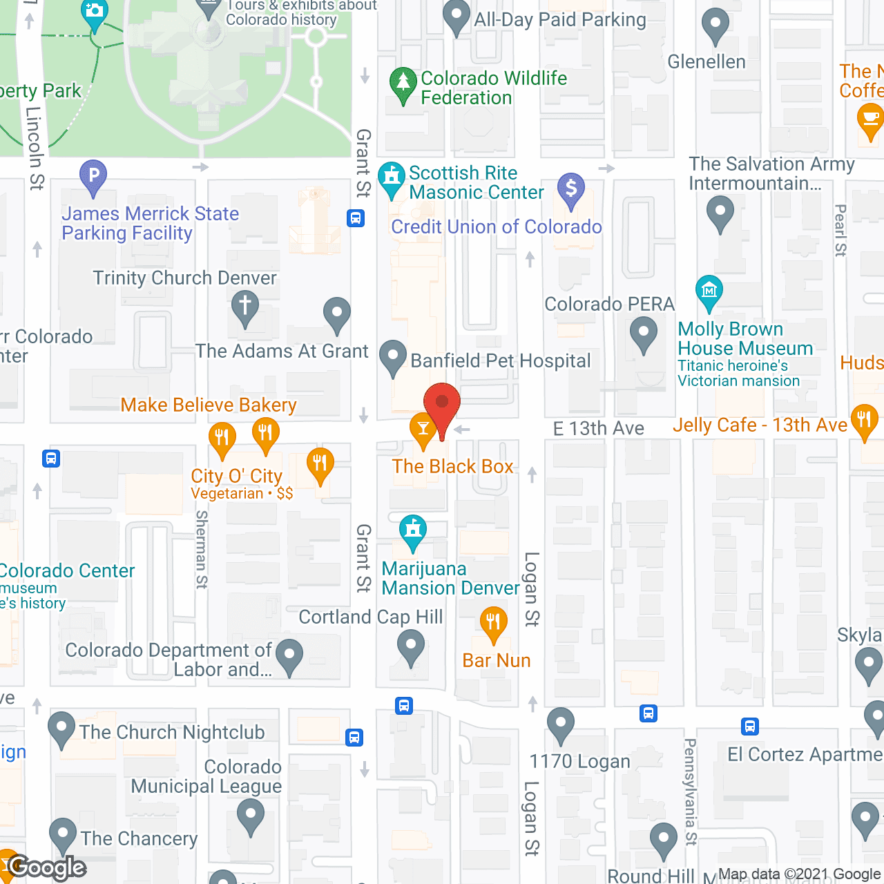 Map of the neighborhood around Overture Central Park