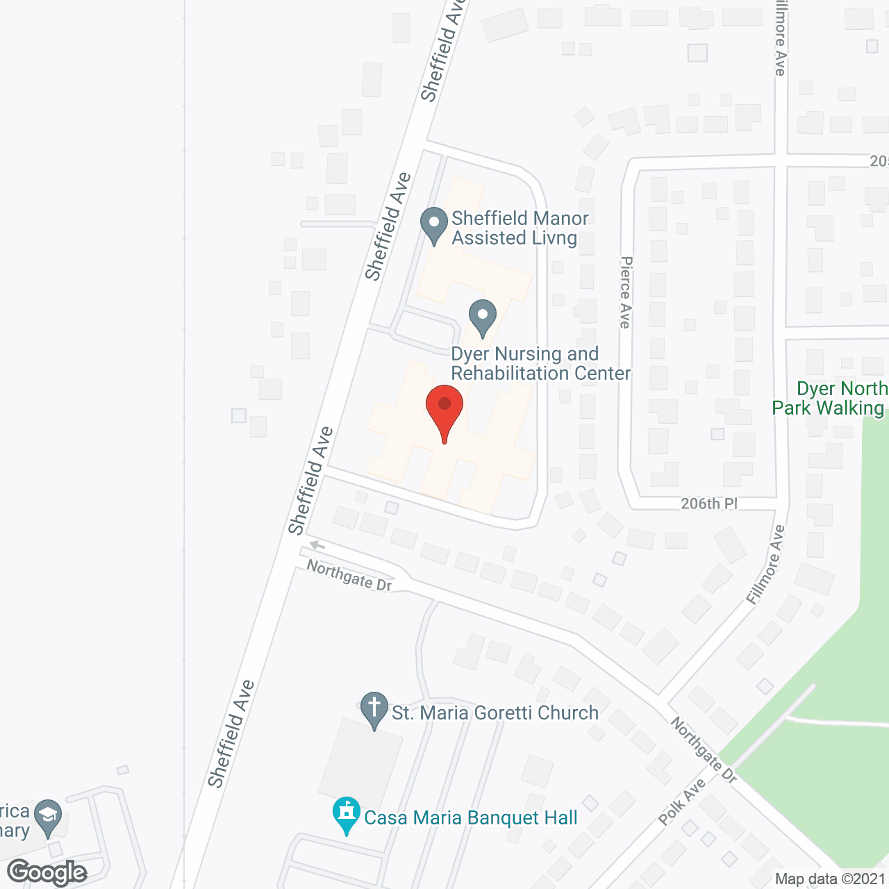 Map of the neighborhood around Sheffield Manor Assisted Living