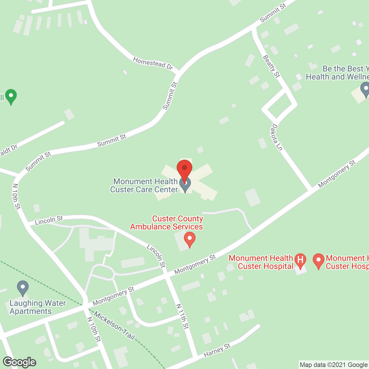 Map of the neighborhood around Colonial Manors of Custer
