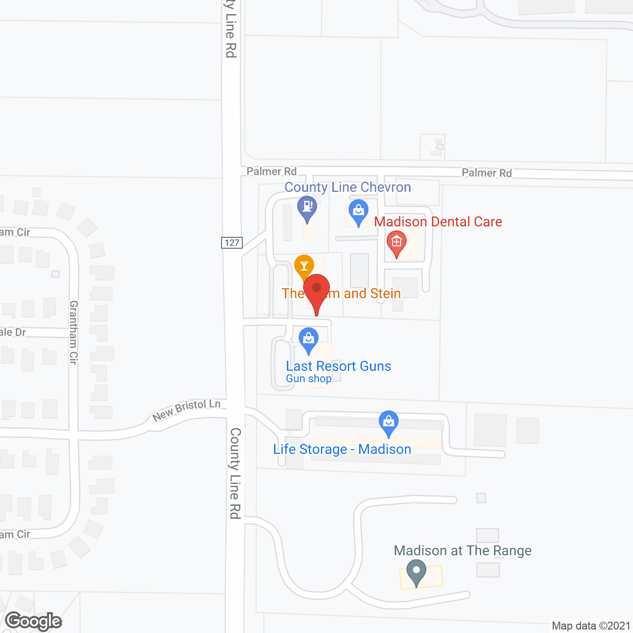 Map of the neighborhood around Madison at The Range