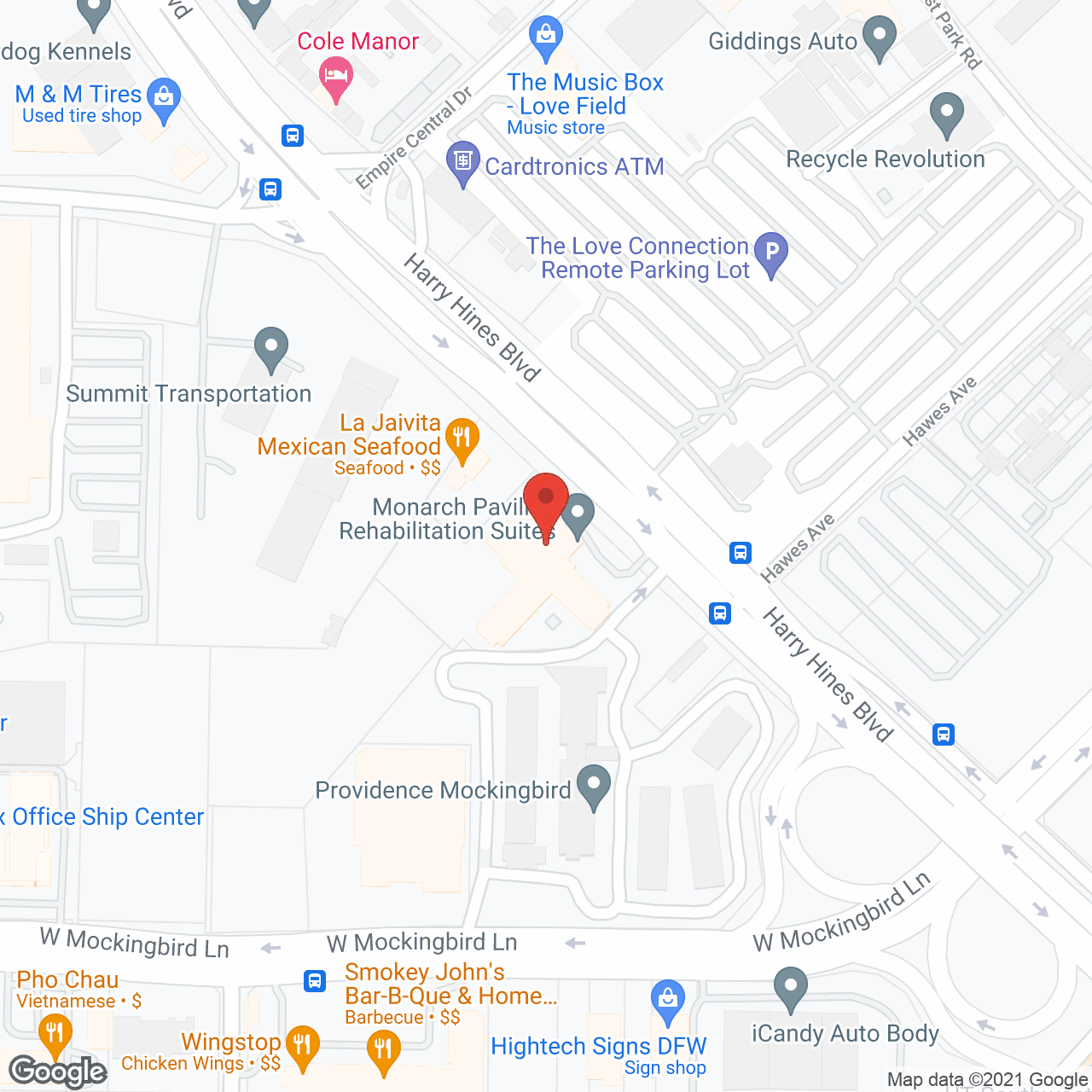 Map of the neighborhood around Monarch Pavilion Rehabilitation