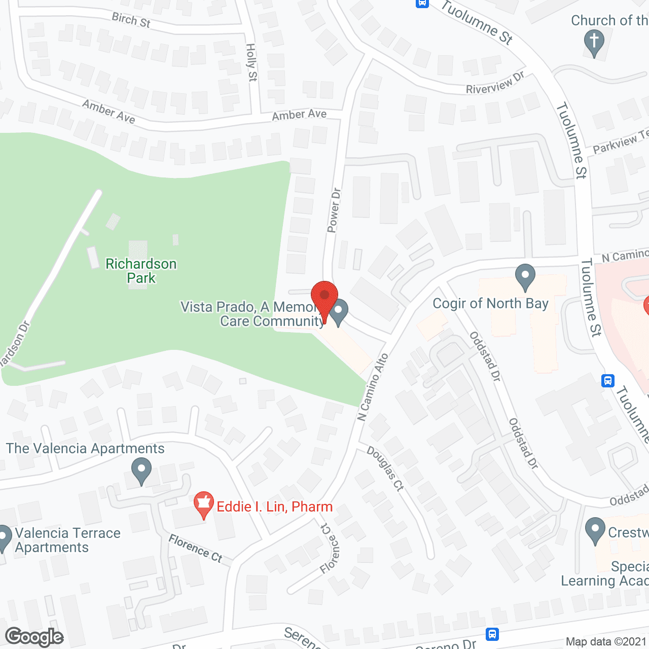 Map of the neighborhood around Vista Prado