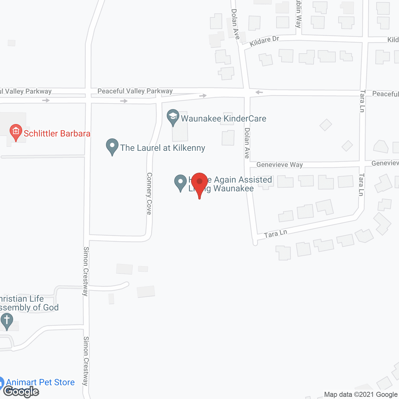 Map of the neighborhood around Home Again Assisted Living Waunakee