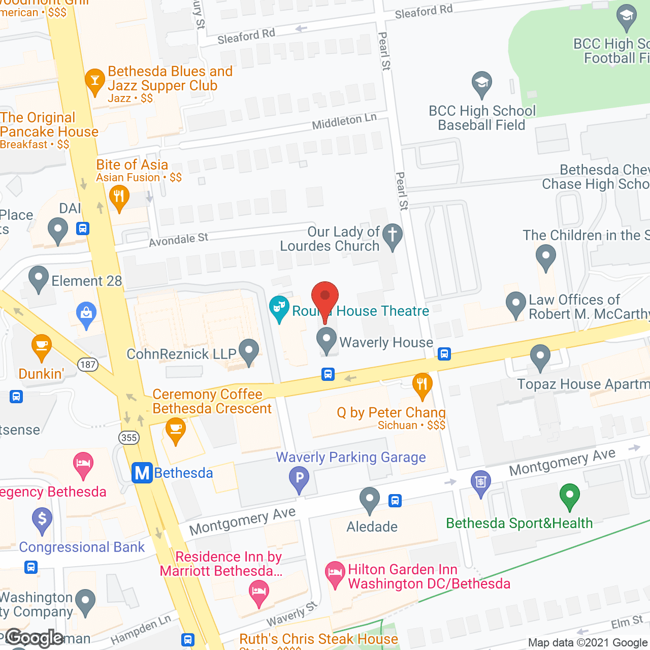 Map of the neighborhood around Waverly House Apartments