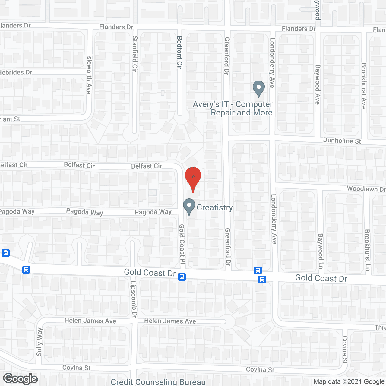 Map of the neighborhood around Gold Coast Senior Care