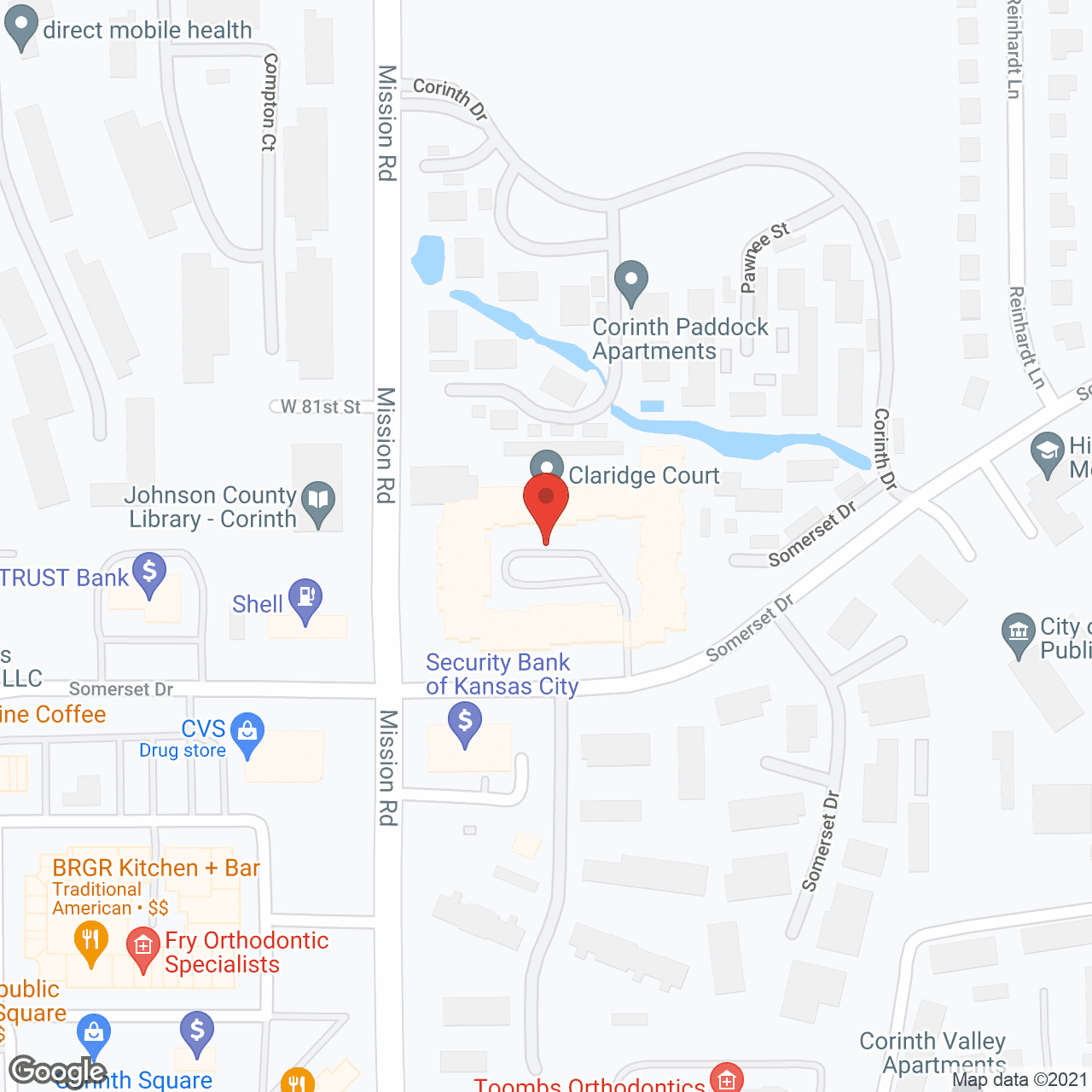 Map of the neighborhood around Claridge Court a CCRC