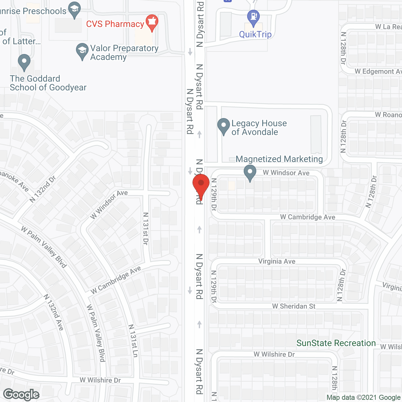 Map of the neighborhood around Legacy House of Avondale