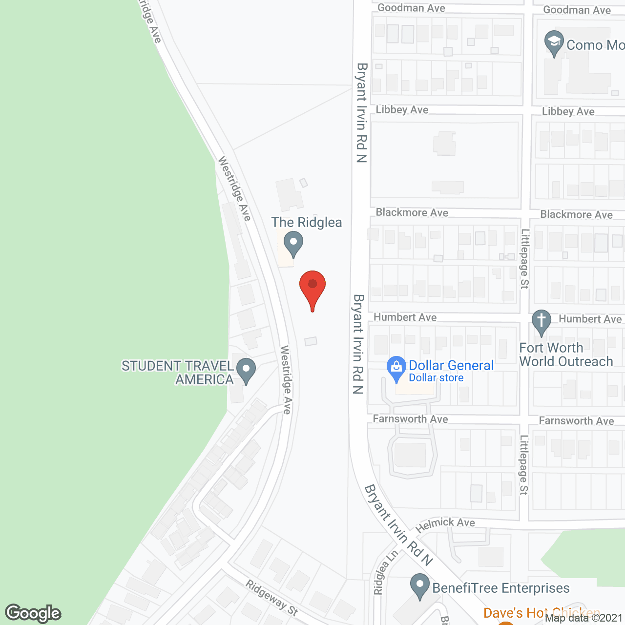 Map of the neighborhood around The Ridglea Senior Living