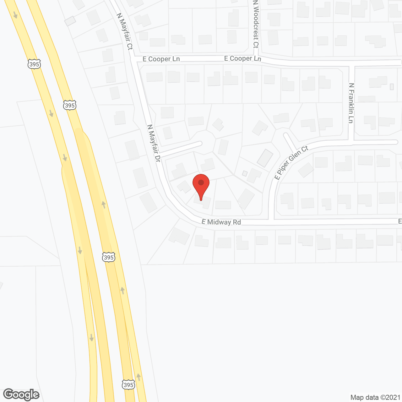 Map of the neighborhood around Peterson Place