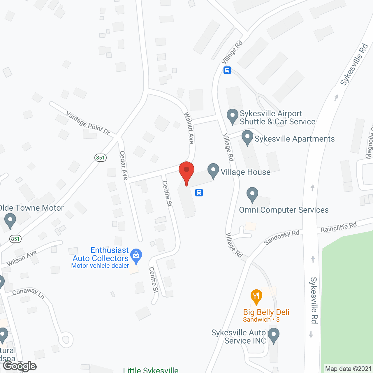Map of the neighborhood around Village House Apartments