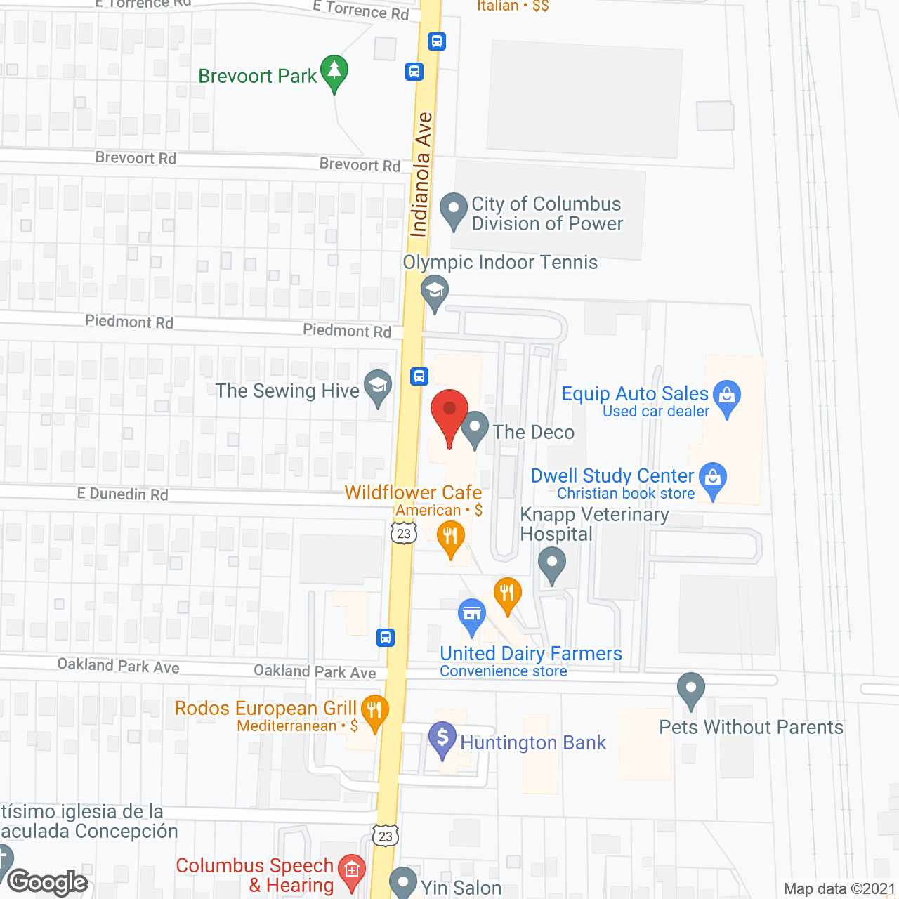Map of the neighborhood around The Deco