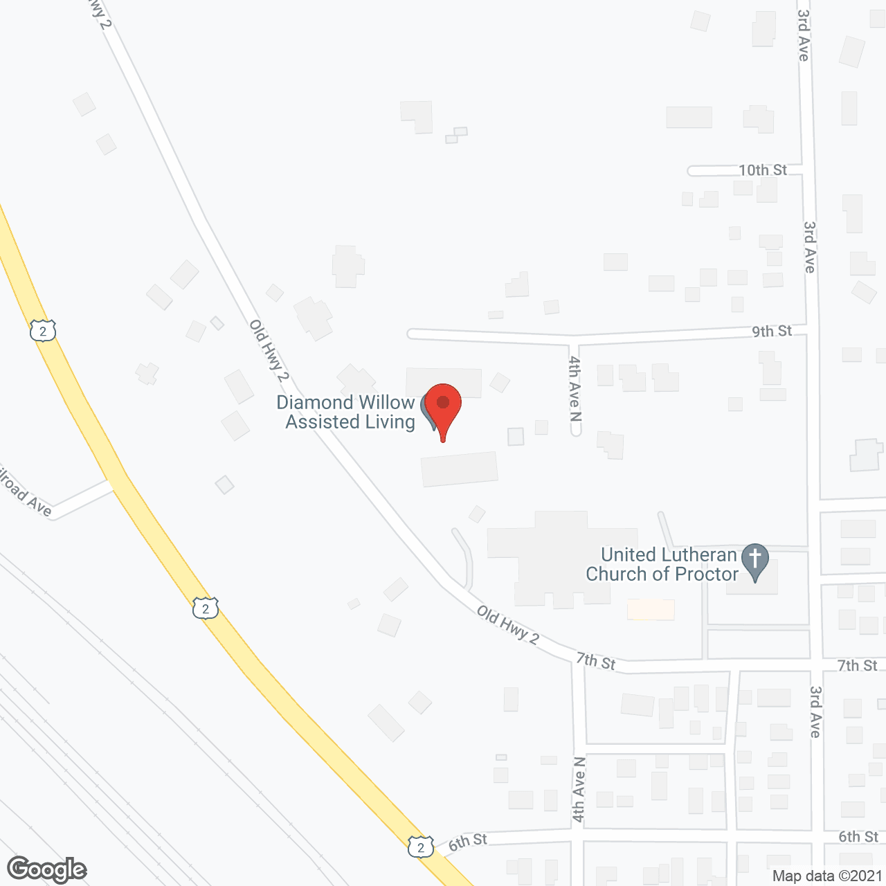 Map of the neighborhood around Diamond Willow Assisted Living of Proctor