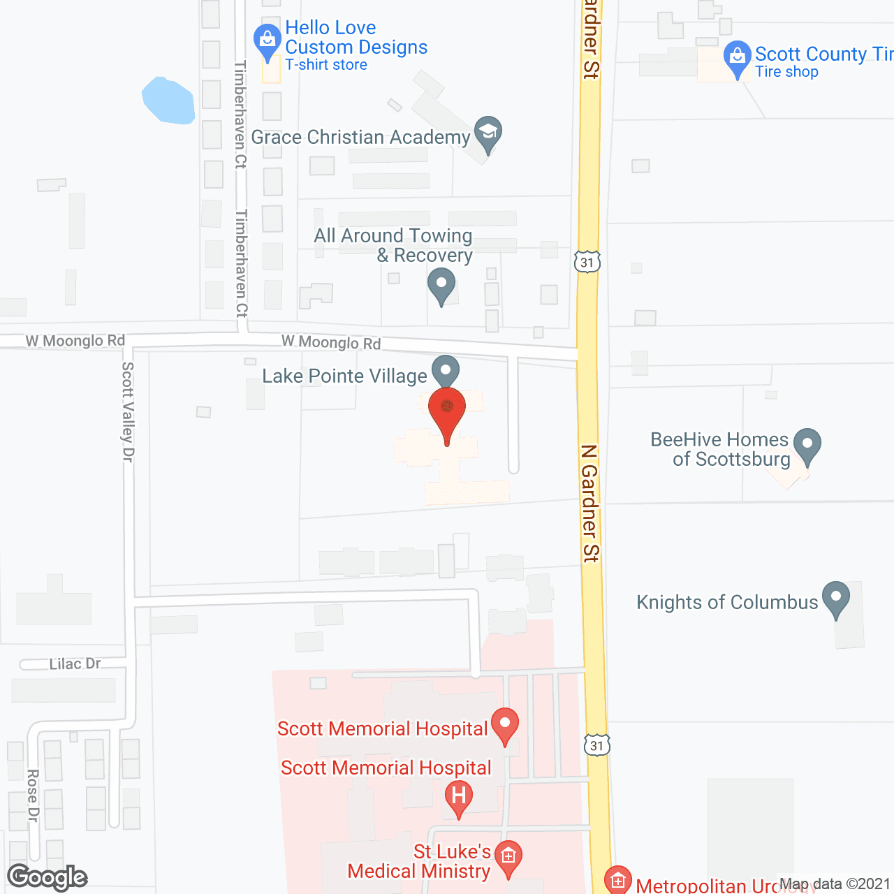 Map of the neighborhood around Scott Villa Living Ctr