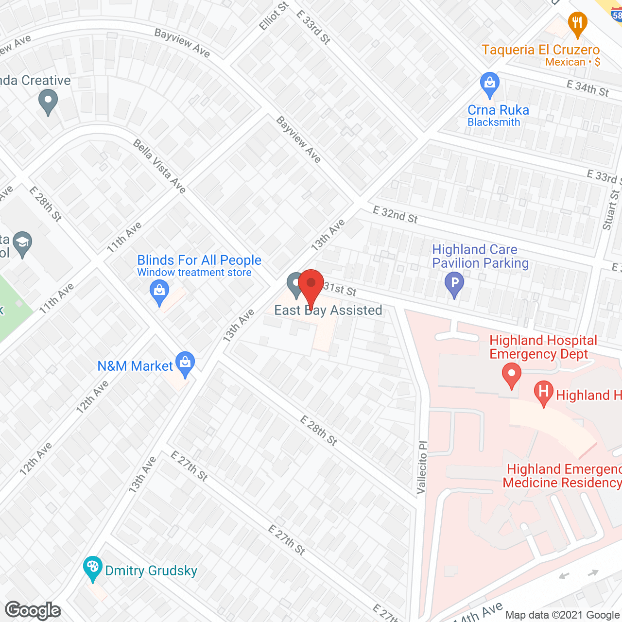 Map of the neighborhood around East Bay Assisted Living