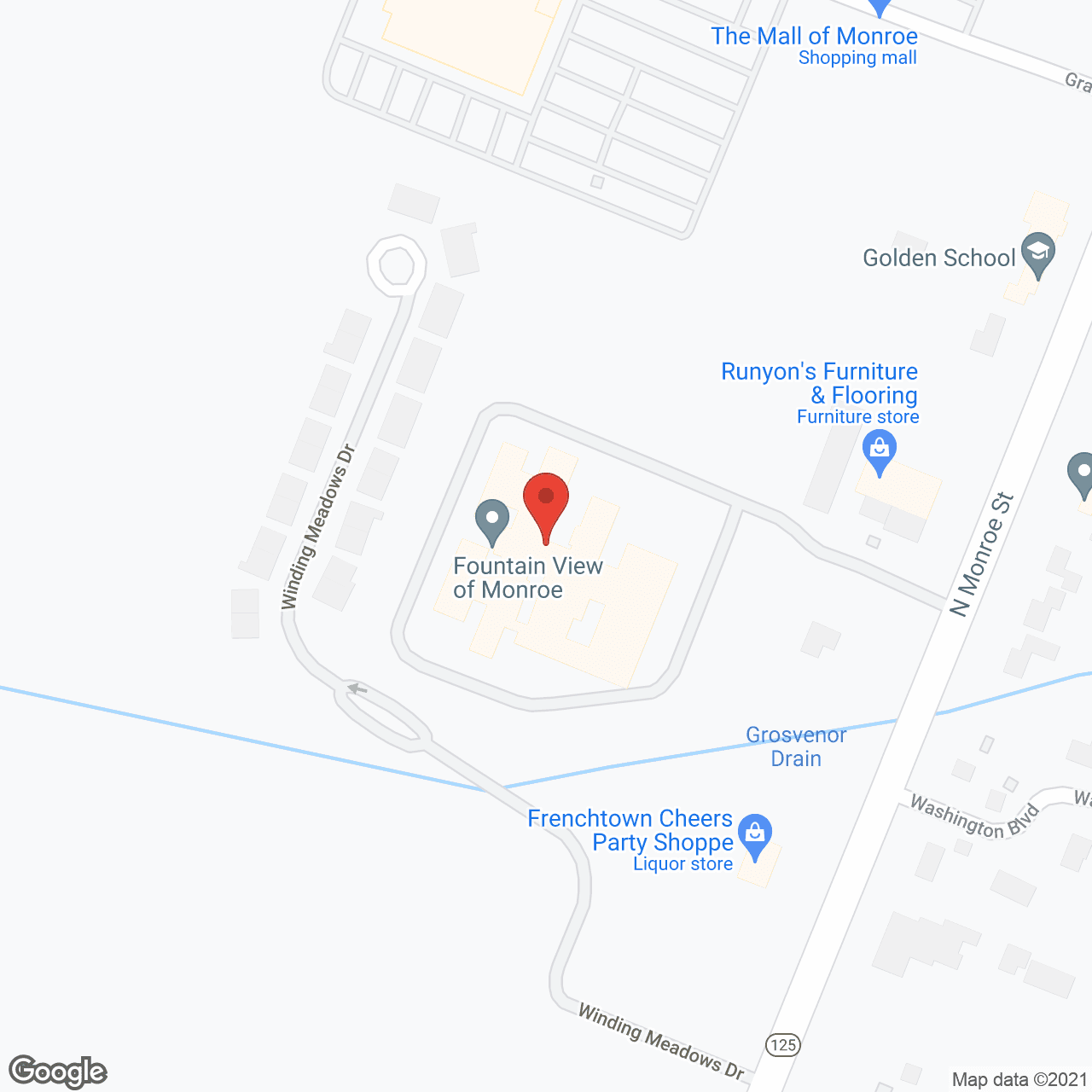 Map of the neighborhood around Fountian View of Monroe