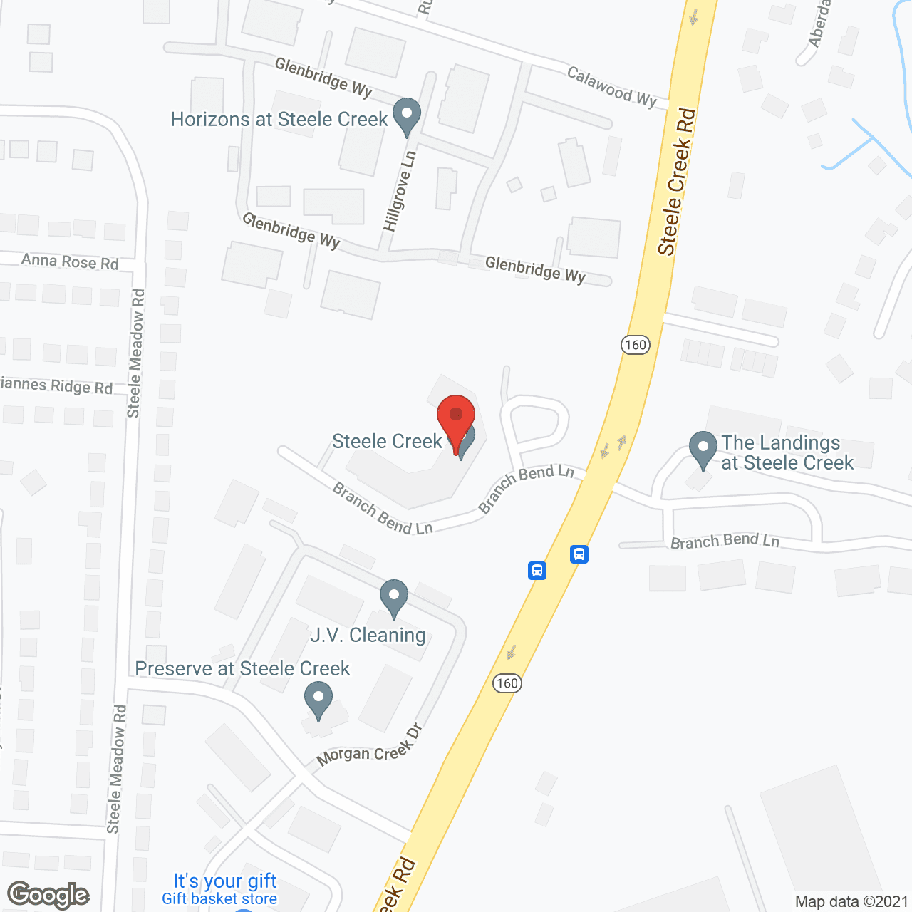 Map of the neighborhood around Steele Creek Apartments