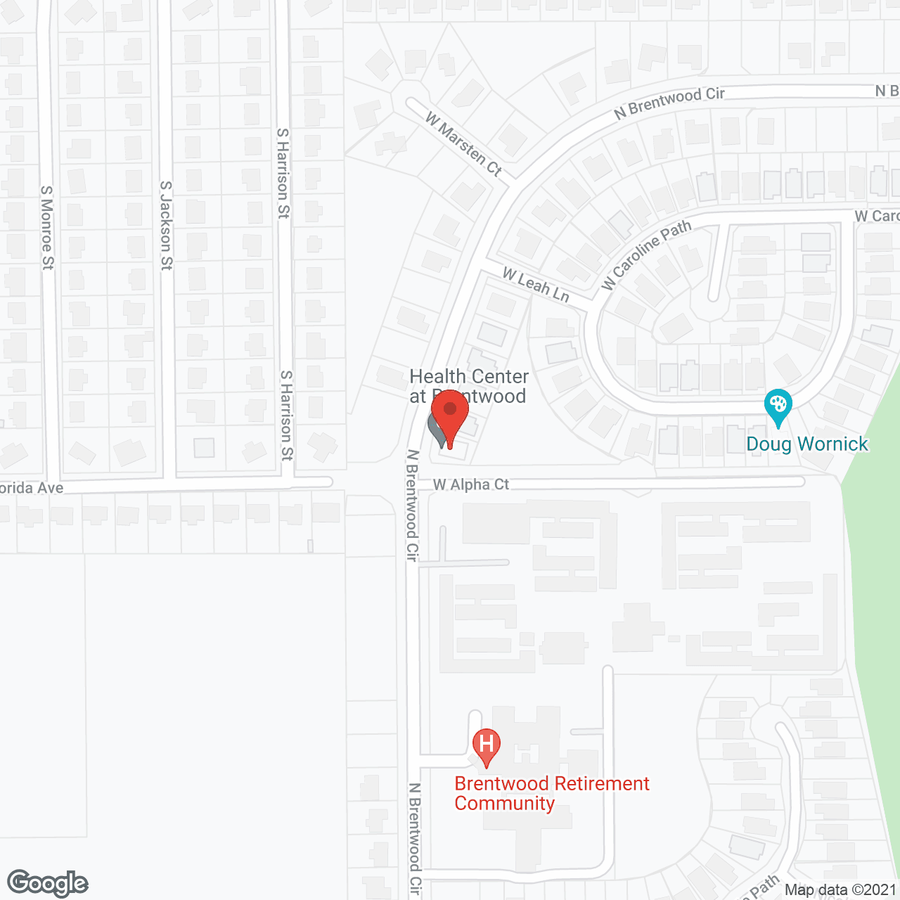 Map of the neighborhood around Health Center at Brentwood