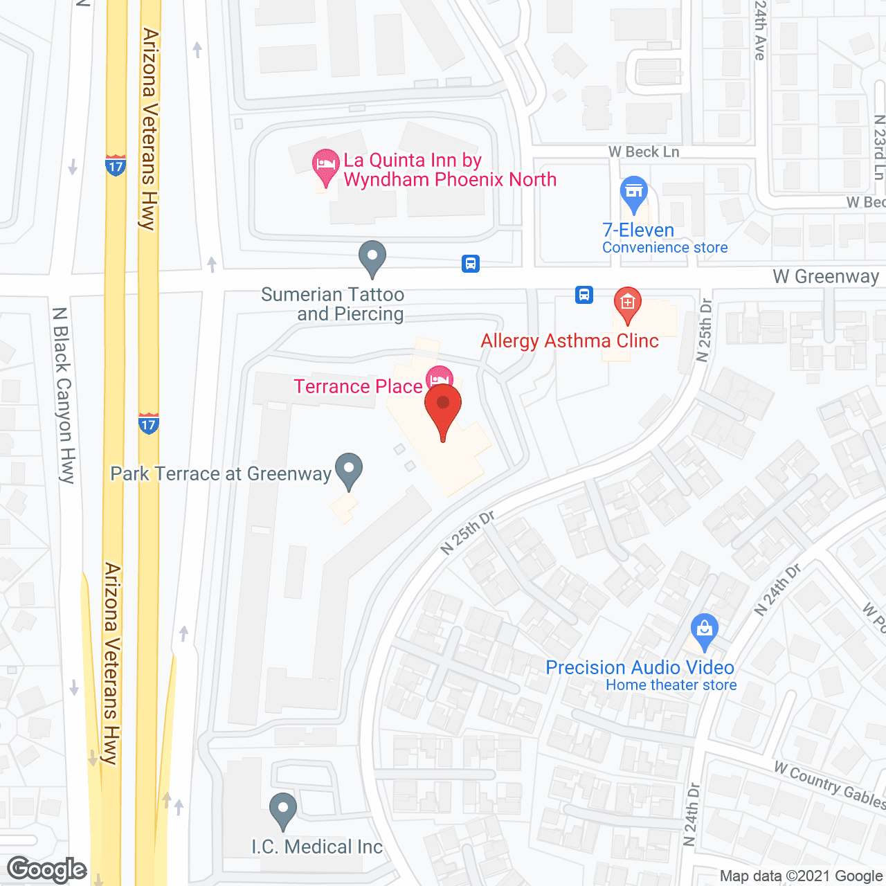 Map of the neighborhood around Park Terrace Senior Living