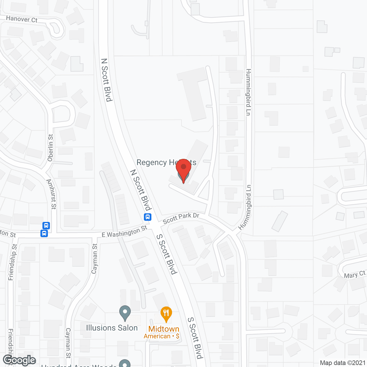Map of the neighborhood around Regency Heights