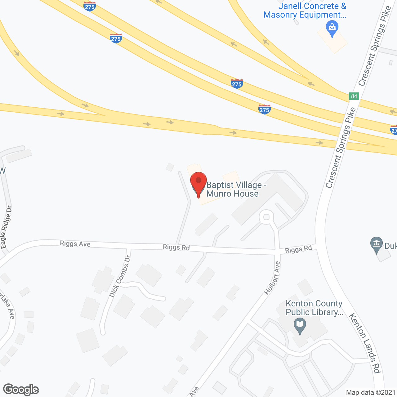 Map of the neighborhood around Baptist Village
