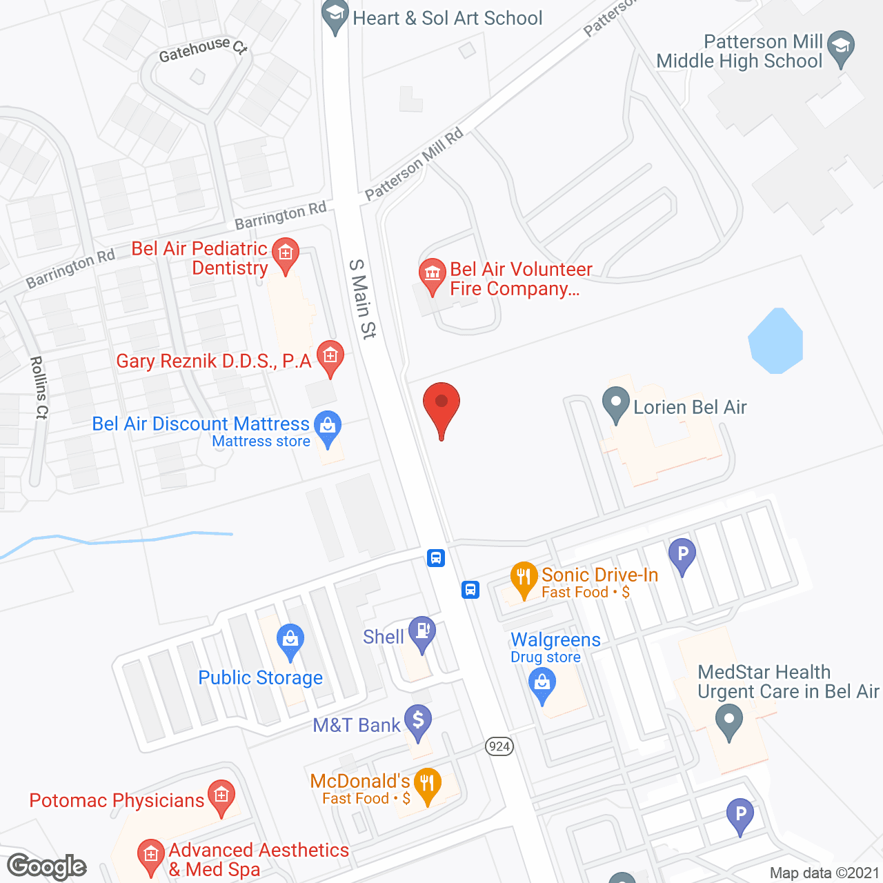 Map of the neighborhood around Lorien Bel Air